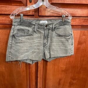 Frame Le Grand Garçon Shorts Frayed Light Wash Noir Cut Offs Women 27 Distressed